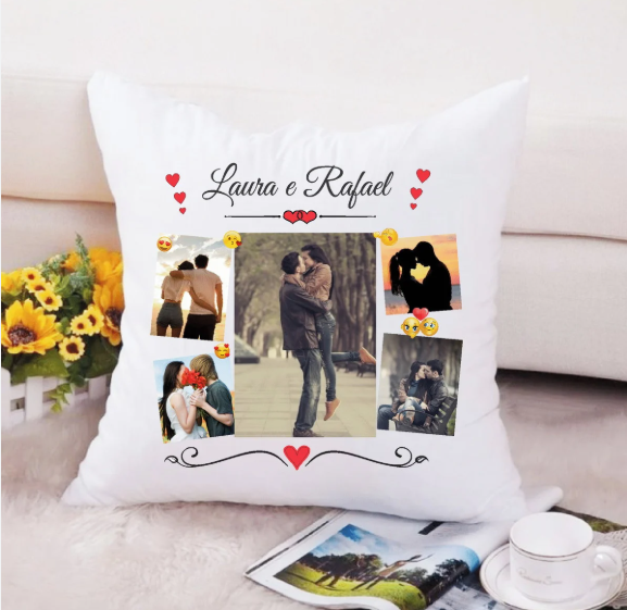 Almofada 28x28 Personalizada com Fotos Frente e Verso - Imagem 2