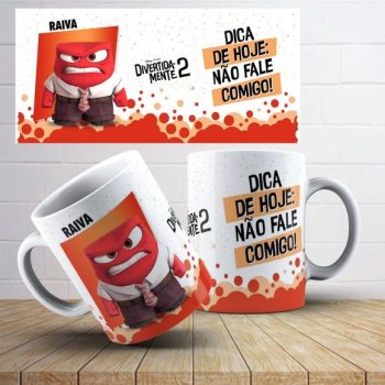 Caneca De Porcelana Raiva Divertida Mente _ Lembrancinhas Caneca Personalizada _ TecnoSant